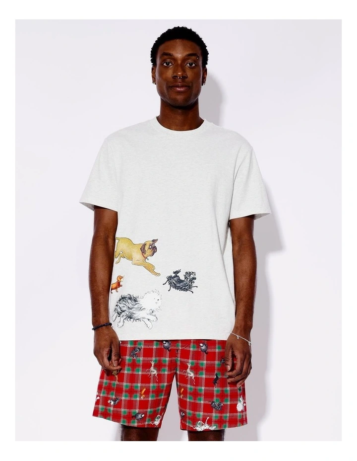 Hairy Maclary and Friends Family Mens Short Sleeve PJ Set in Red image 2