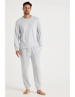 Plain Cosy Knit Pyjama Set in Grey Marle
