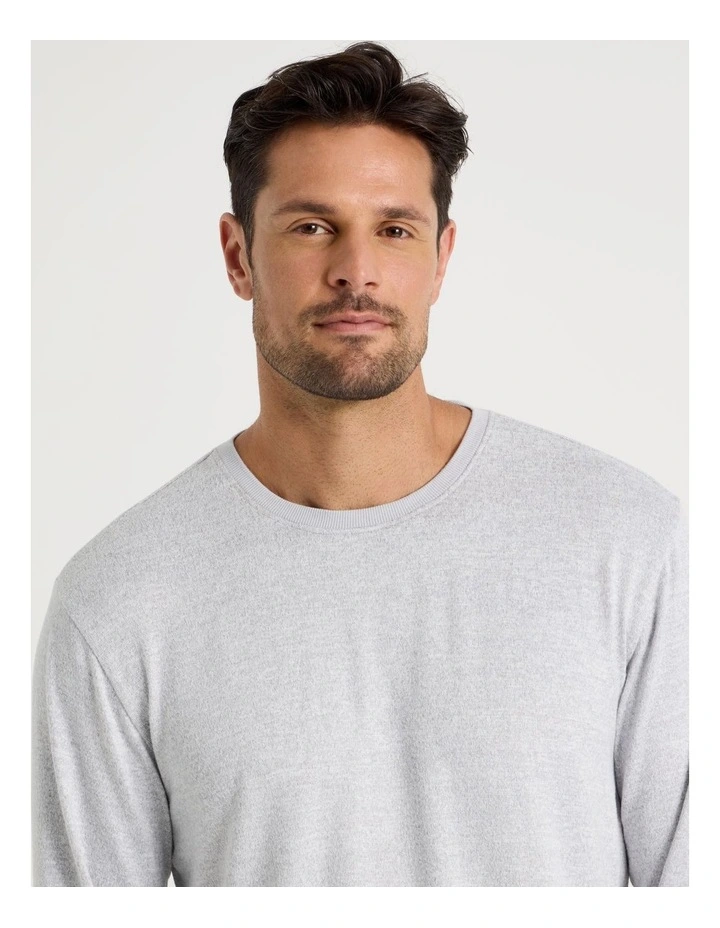 Plain Cosy Knit Pyjama Set in Grey Marle image 2