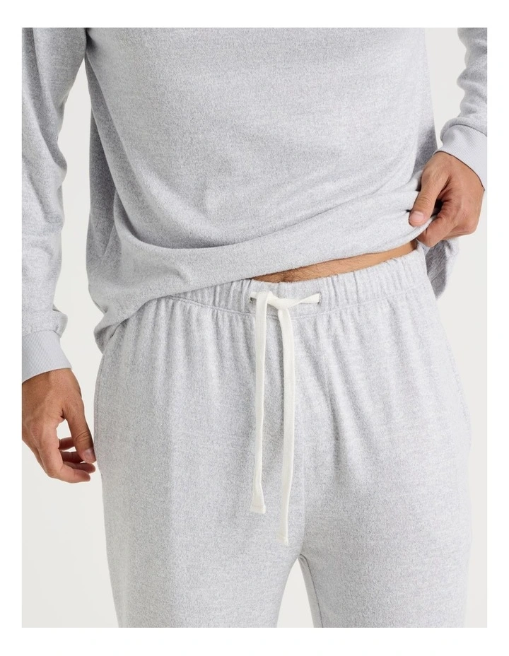 Plain Cosy Knit Pyjama Set in Grey Marle image 3