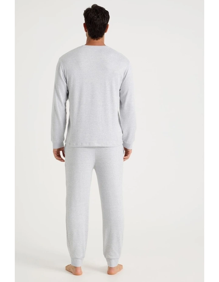 Plain Cosy Knit Pyjama Set in Grey Marle image 4