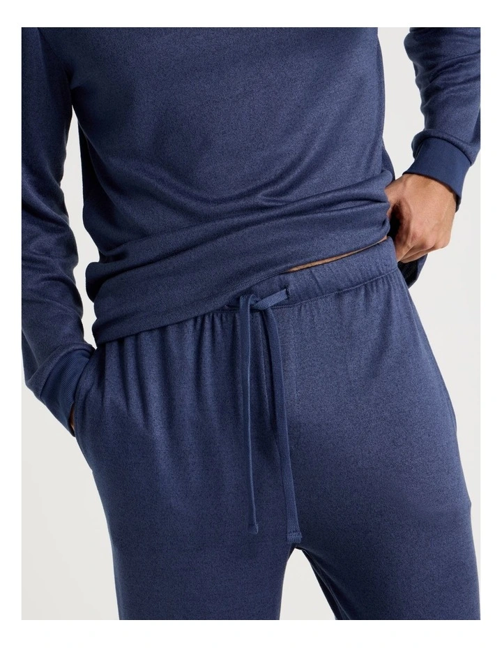 Plain Cozy Knit PJ Set in Navy Marle image 3