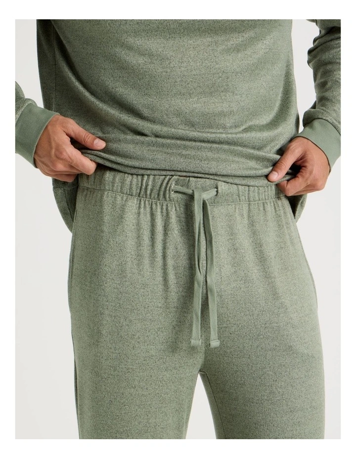 Plain Cosy Knit Pyjama Set in Green Marle image 3