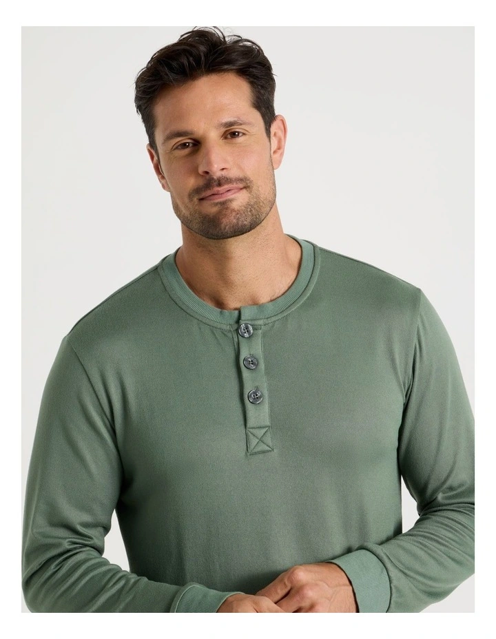 Henley Check Cosy Knit Pyjama Set in Assorted image 2