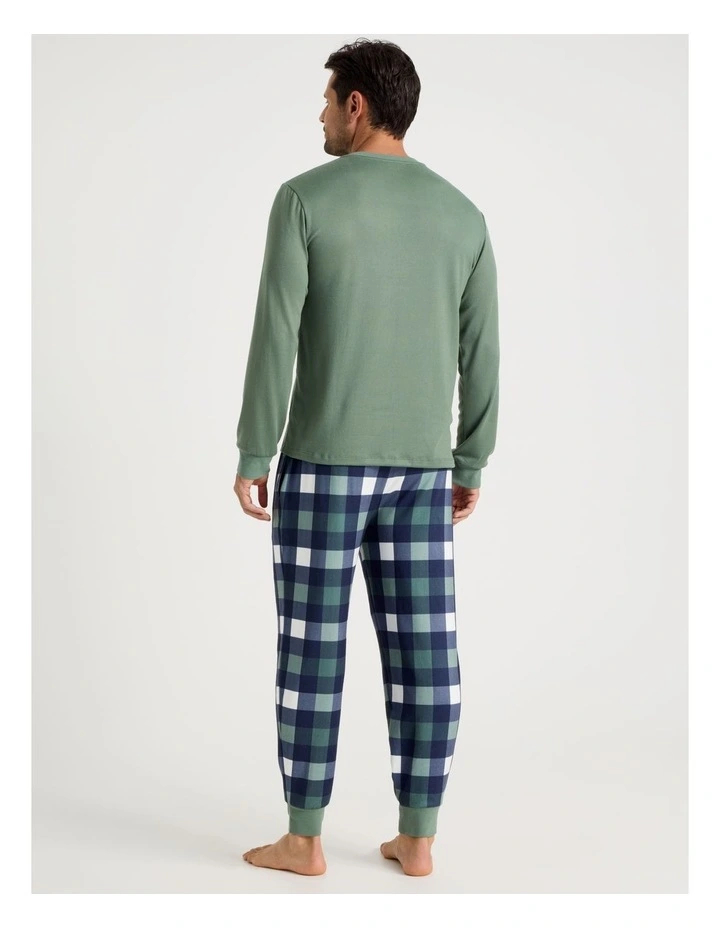 Henley Check Cosy Knit Pyjama Set in Assorted image 4
