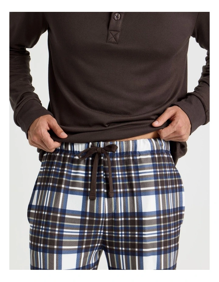 Henley Check Cosy Knit Pyjama Set in Chocolate image 3