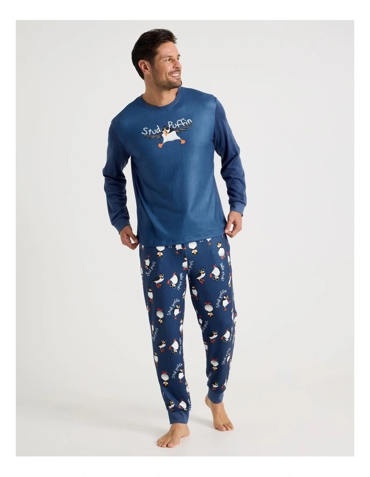 Cosy Knit Pyjama Set in Stud Puffin Print image 1
