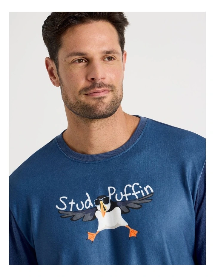 Cosy Knit Pyjama Set in Stud Puffin Print image 2