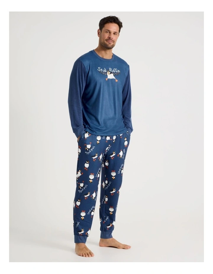 Cosy Knit Pyjama Set in Stud Puffin Print image 3