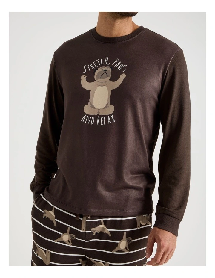 Cosy Knit Pyjama Set in Paws Print image 2