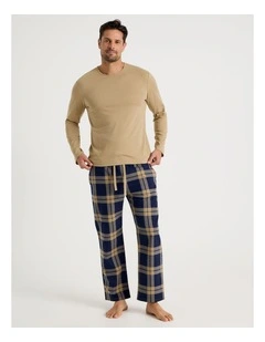 Long Sleeve Tee and Flannelette Pant Pyjama Set in Cabin Check