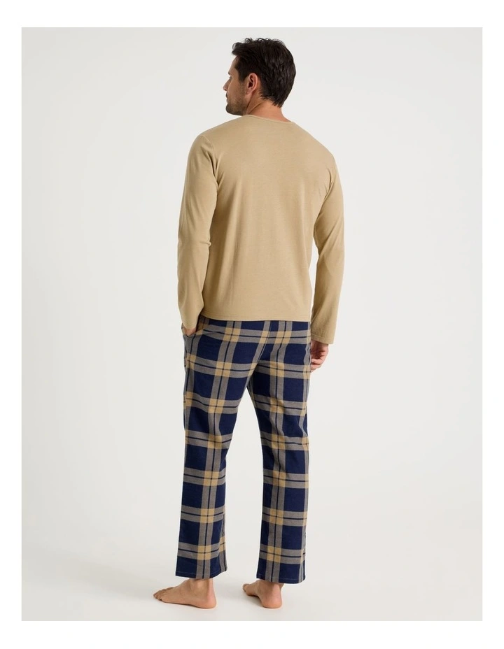 Long Sleeve Tee and Flannelette Pant Pyjama Set in Cabin Check image 4
