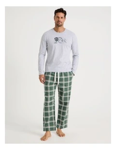 Long Sleeve Tee and Flannelette Pant Pyjama Set in Sloth Print