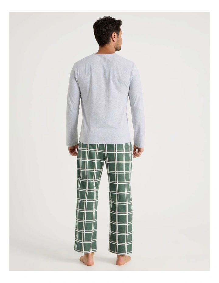 Long Sleeve Tee and Flannelette Pant Pyjama Set in Sloth Print image 4