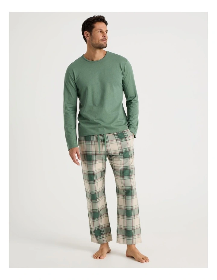 Long Sleeve Tee and Flannelette Pant Pyjama Set in Winter Check image 1