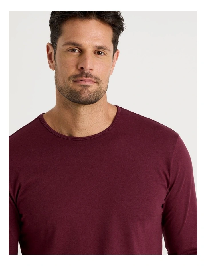 Long Sleeve Tee and Flannelette Pant Pyjama Set in Burgundy Check image 2