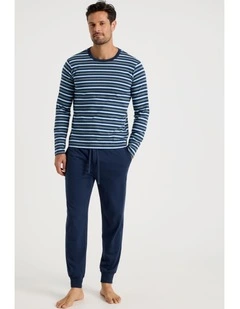 Long Sleeve Tee and Jogger Knit Pyjama Set in Multi Stripe