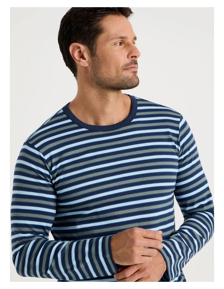 Long Sleeve Tee and Jogger Knit Pyjama Set in Multi Stripe image 2