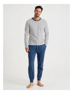 Long Sleeve Tee and Jogger Knit Pyjama Set in Classic Stripe