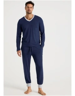 Bamboo Knit Pyjama Set in Navy