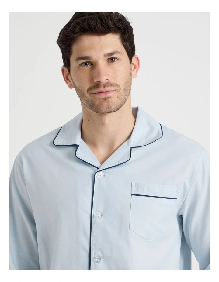 Long Sleeve Traditional Pyjama Set in Light Blue Twist image 2
