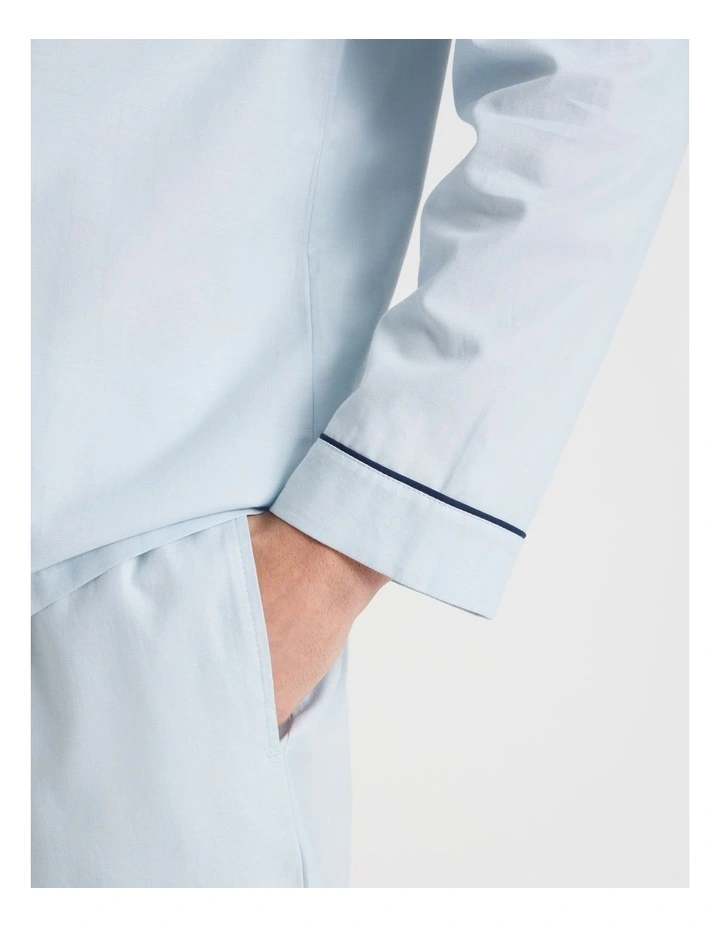 Long Sleeve Traditional Pyjama Set in Light Blue Twist image 4