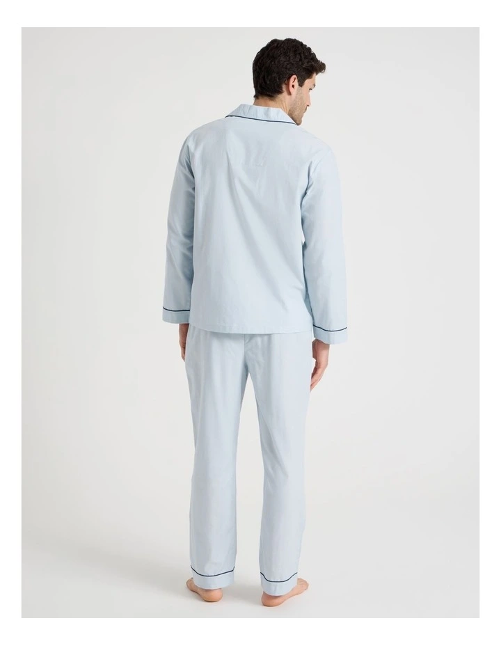 Long Sleeve Traditional Pyjama Set in Light Blue Twist image 5