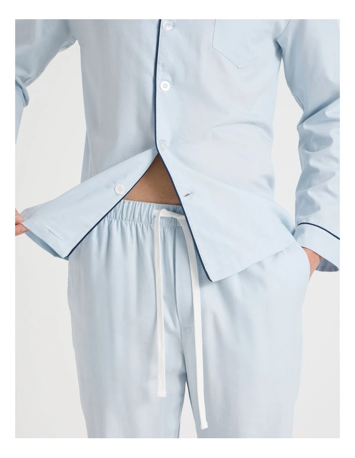 Long Sleeve Traditional Pyjama Set in Light Blue Twist image 6