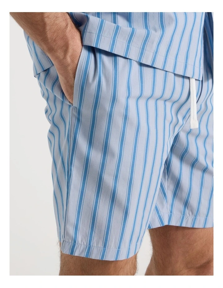 Short Sleeve Traditional Poplin Pyjama Set in Light Blue British Stripe image 4