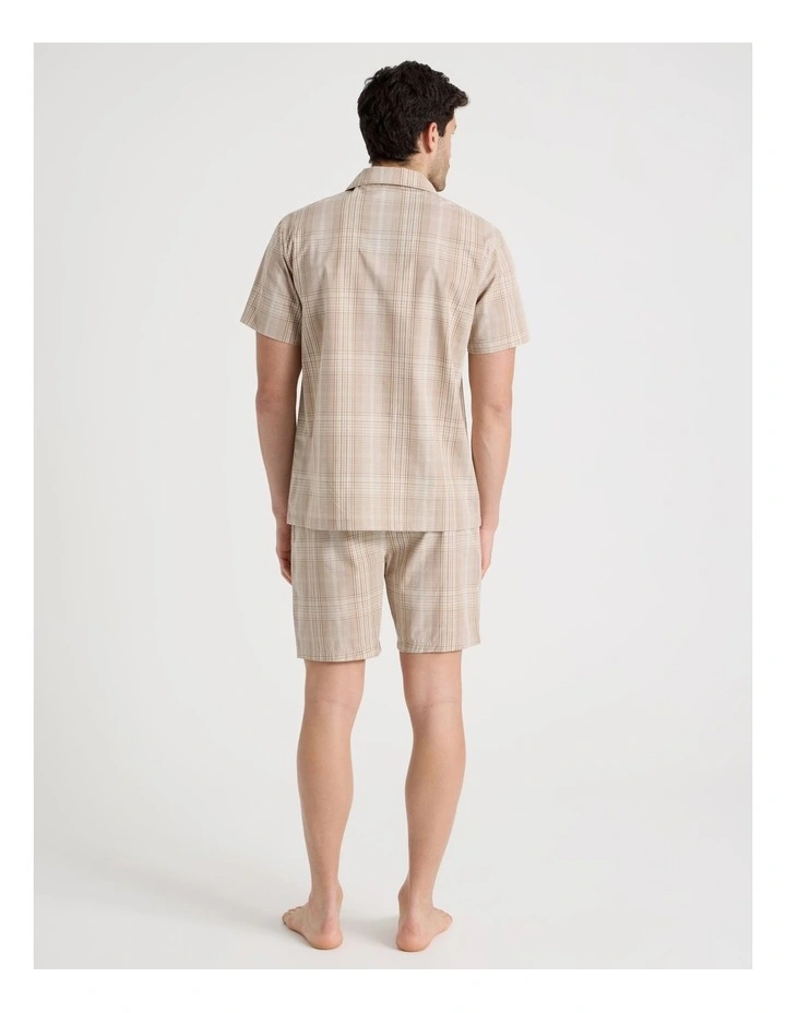 Short Sleeve Traditional Pyjama Set in Poplin Neutral Check image 5