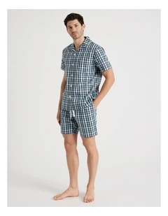 Short Sleeve Traditional Pyjama Set in Poplin Gingham Check