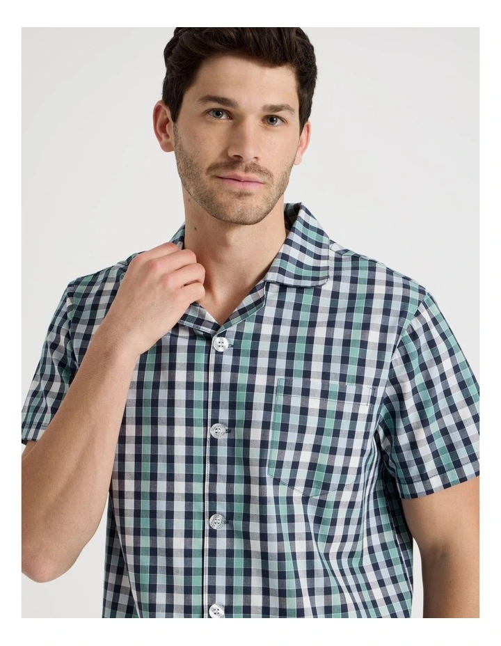 Short Sleeve Traditional Pyjama Set in Poplin Gingham Check image 2
