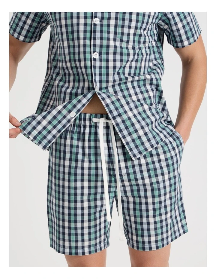 Short Sleeve Traditional Pyjama Set in Poplin Gingham Check image 3
