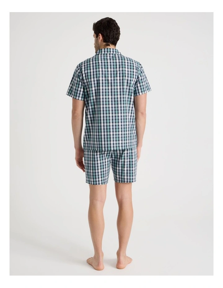 Short Sleeve Traditional Pyjama Set in Poplin Gingham Check image 4