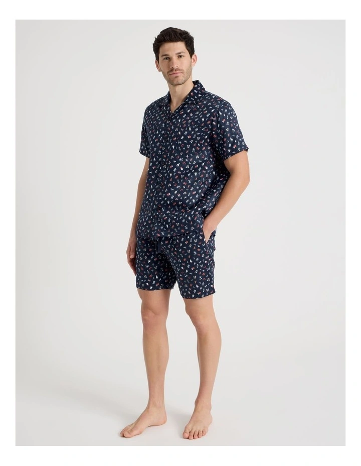 Short Sleeve Traditional Pyjama Set in Sateen Summer Fun image 1