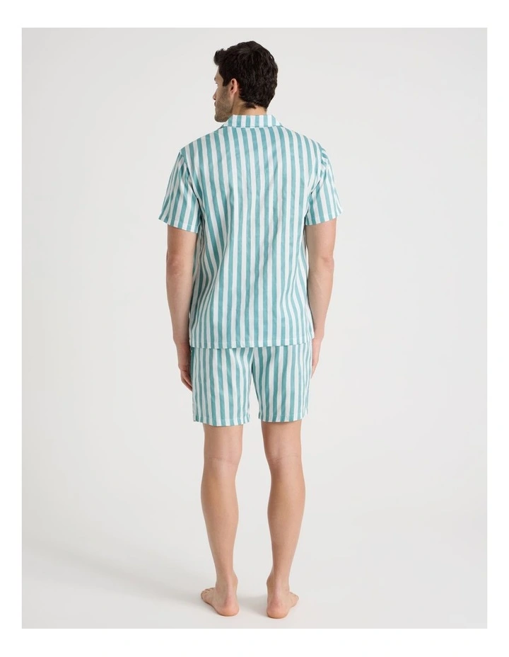 Short Sleeve Traditional Pyjama Set in Sateen Wide Stripe image 5