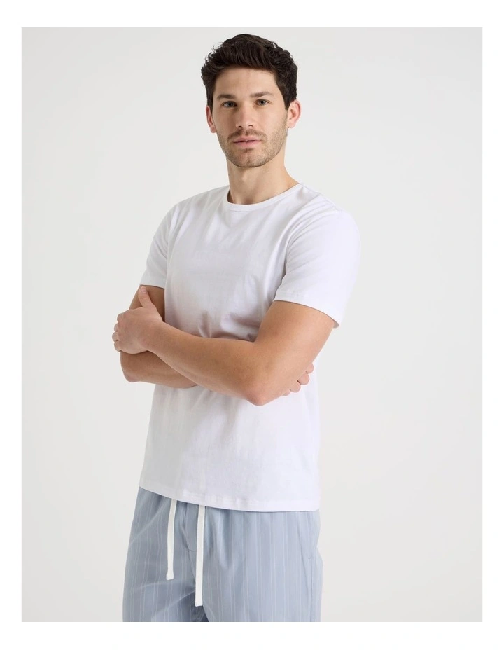 Tee & Pant Pyjama Set in Poplin Classic Stripe image 2