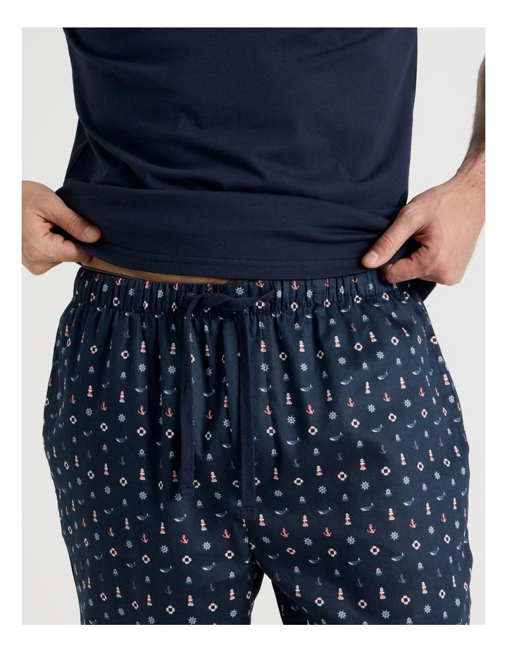 Sateen Tee and Pant Pyjama Set in Navy Nautical Print image 3