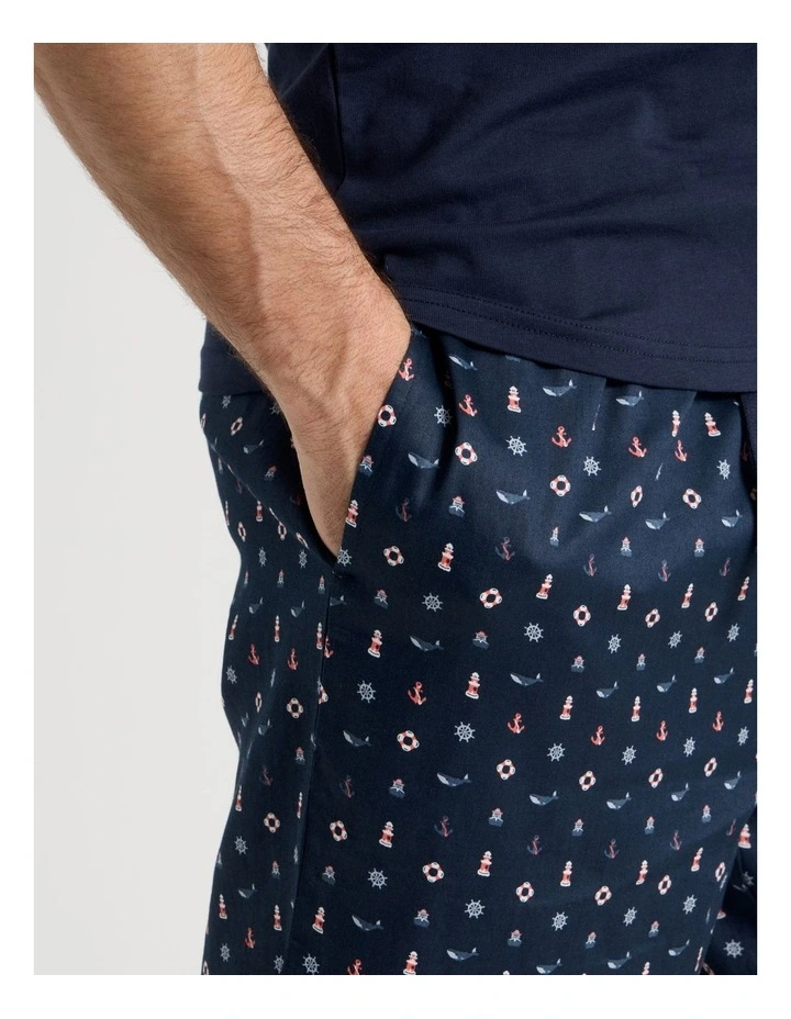 Sateen Tee and Pant Pyjama Set in Navy Nautical Print image 4