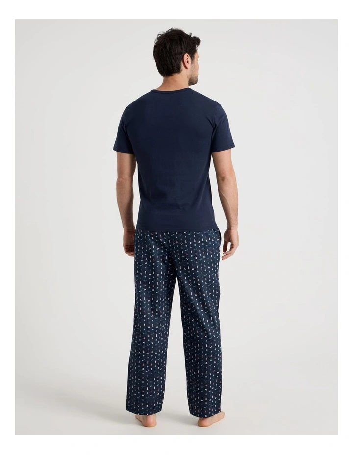 Sateen Tee and Pant Pyjama Set in Navy Nautical Print image 5