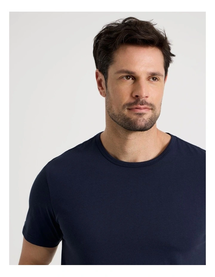 Tee and Short Pyjama Set in Navy Maritime Check image 2