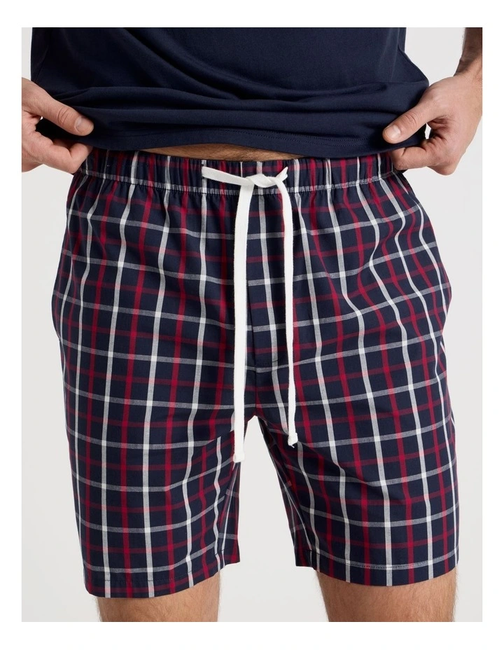 Tee and Short Pyjama Set in Navy Maritime Check image 3