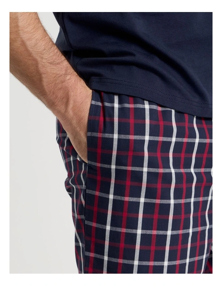 Tee and Short Pyjama Set in Navy Maritime Check image 4