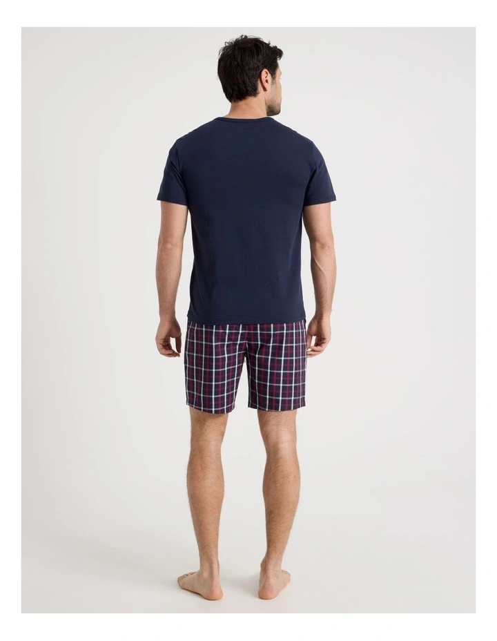 Tee and Short Pyjama Set in Navy Maritime Check image 5