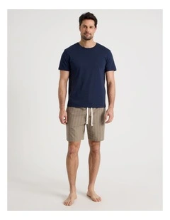 Tee and Short Pyjama Set in Neutral Stripe