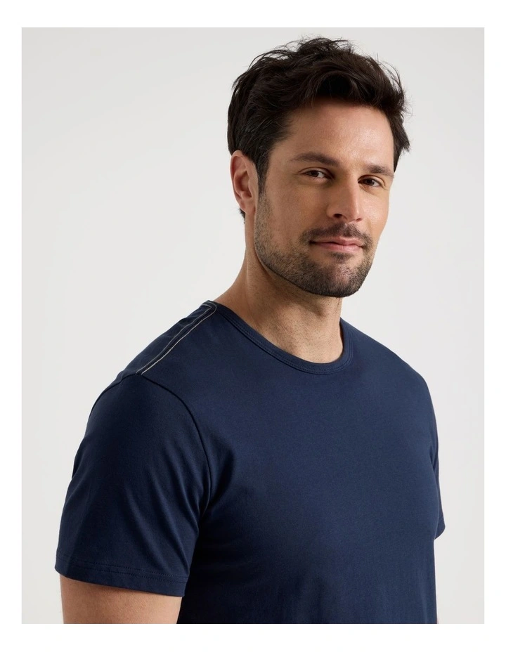 Tee and Short Pyjama Set in Neutral Stripe image 2