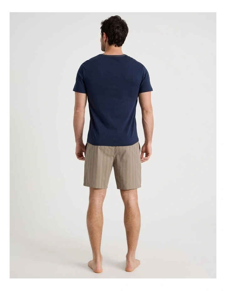 Tee and Short Pyjama Set in Neutral Stripe image 5