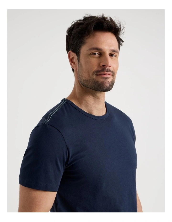 Foulard Tee and Short Pyjama Set in Navy and Green Geometric Print image 2