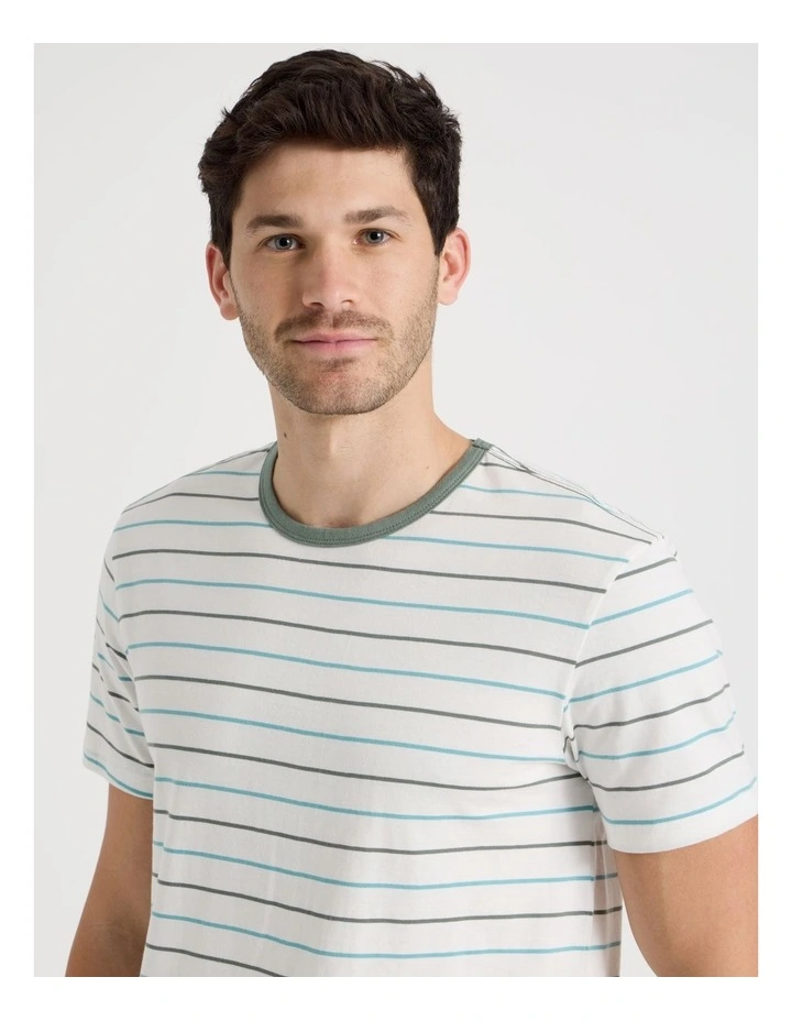 Knit Pyjama Set in Navy and Ecru Stripe image 3