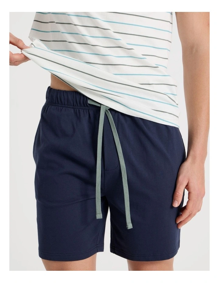 Knit Pyjama Set in Navy and Ecru Stripe image 4